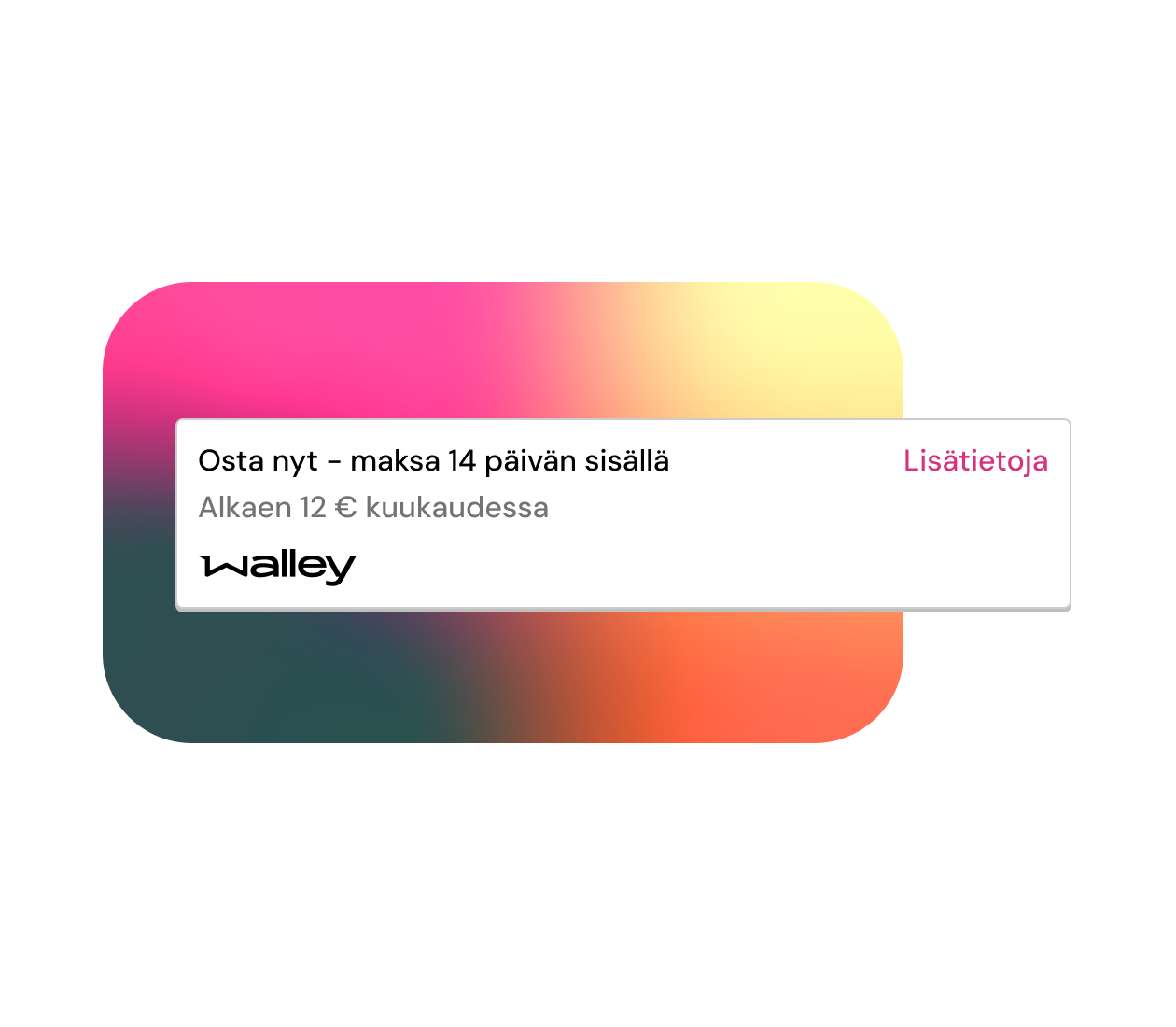 Walleyn Payment Widgetin käyttöliittymäkomponentti, jossa voi valita maksutavan